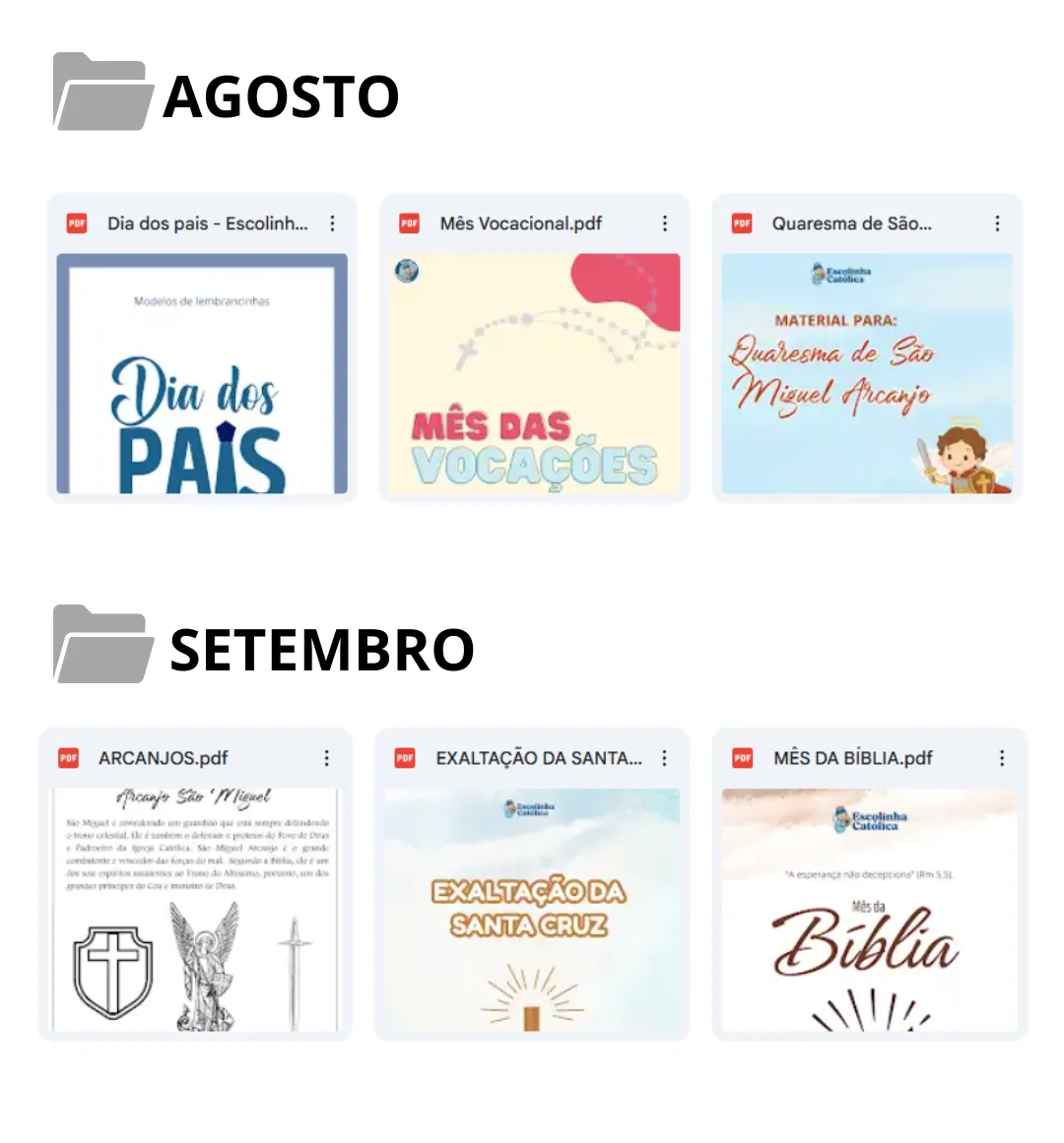 Material de Agosto e Setembro