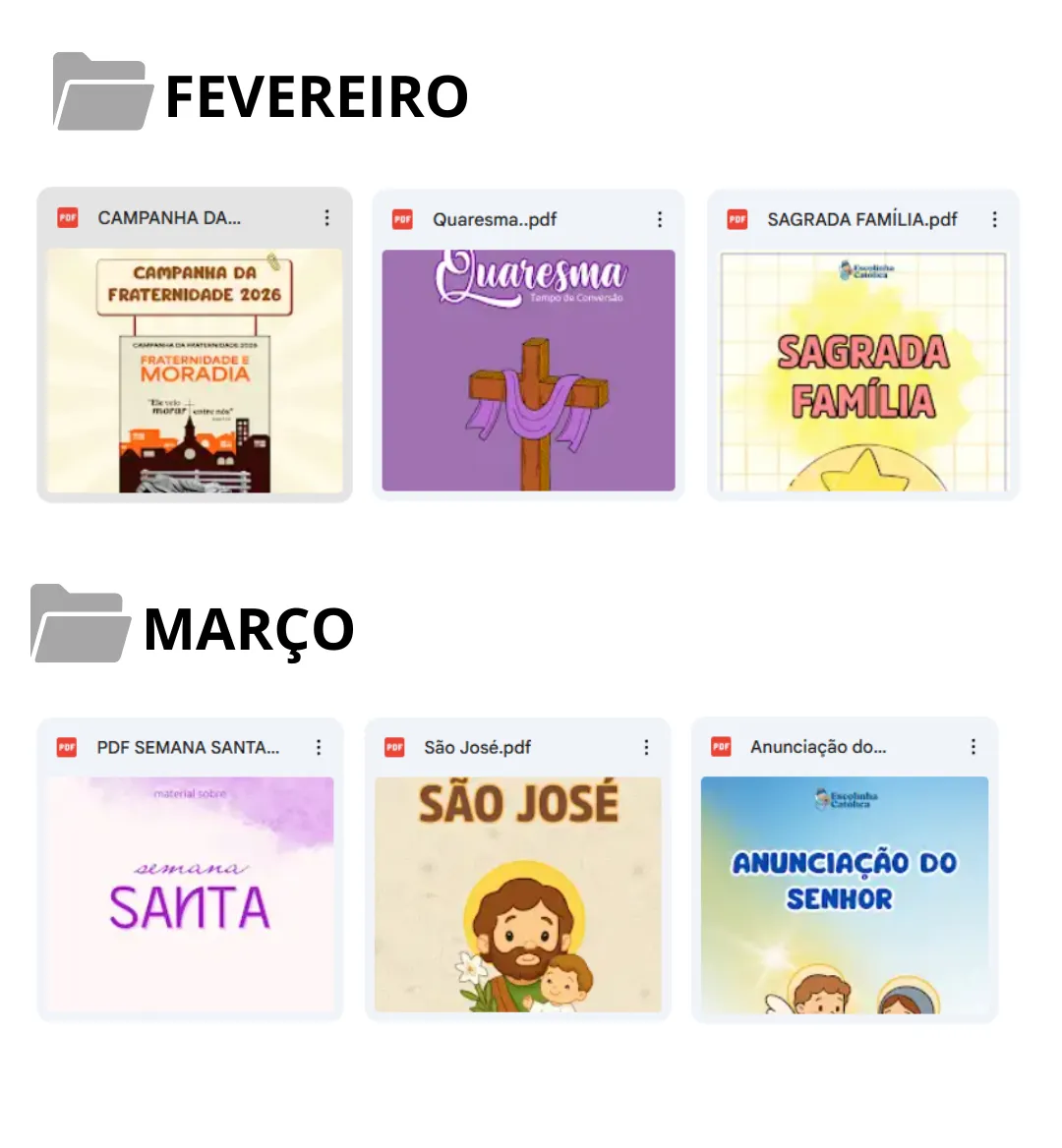 Material de Fevereiro e Março