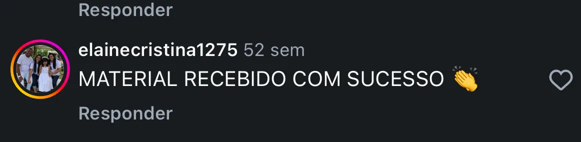 Depoimento real de cliente no Instagram